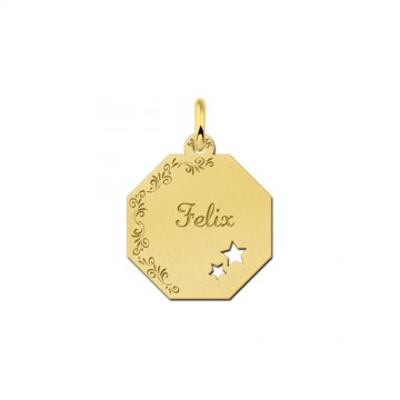 Graveerplaat van goud en twee sterretjes