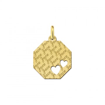 Graveerplaat van goud met 2 hartjes