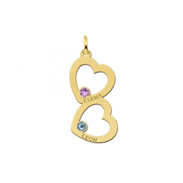 Hanger met twee harten van 14 karaat goud