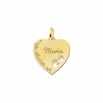 Hart met naam en bloemrand