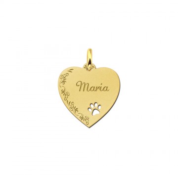 Hartje goud met bloemrand en pootje