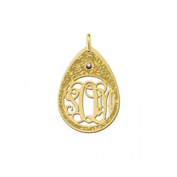Initialen monogram hanger druppel
