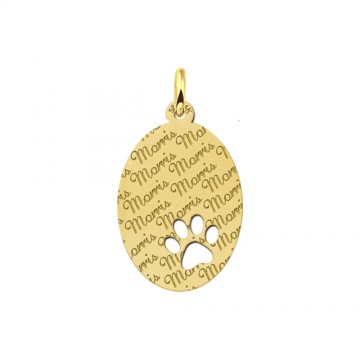 Naam graveren in hondenpoot naamplaatje van goud large