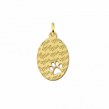 Naam graveren in hondenpoot naamplaatje van goud