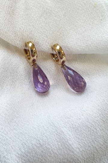 Oorringen geelgoud amethist 24593 nl g