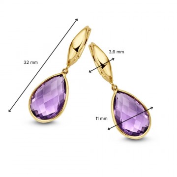 Oorringen geelgoud amethist 30999 nl g