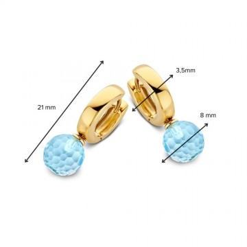 Oorringen geelgoud blauwe topaas 27896 nl g