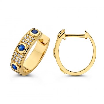 Oorringen geelgoud briljant saffier 31789 nl g