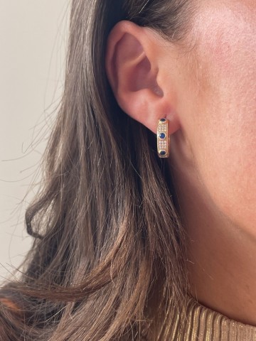 Oorringen geelgoud briljant saffier 32668 nl g