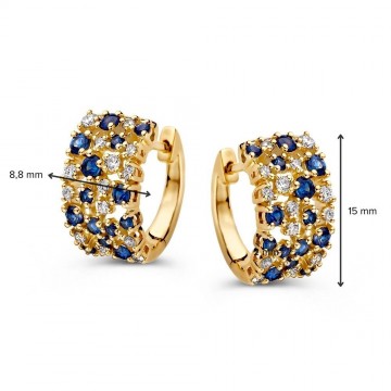 Oorringen geelgoud briljant saffier 32967 nl g