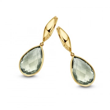 Oorringen geelgoud groene amethist 21559 nl g