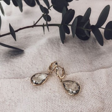 Oorringen geelgoud groene amethist 23264 nl g