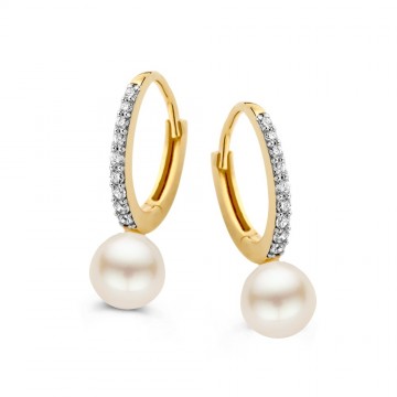 Oorringen geelgoud parel 32059 nl g