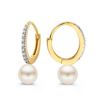 Oorringen geelgoud parel 32060 nl g