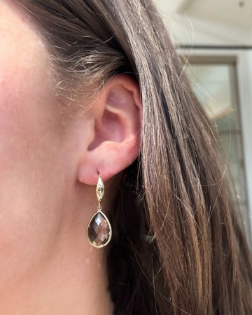 Oorringen geelgoud rookquartz 32423 nl g