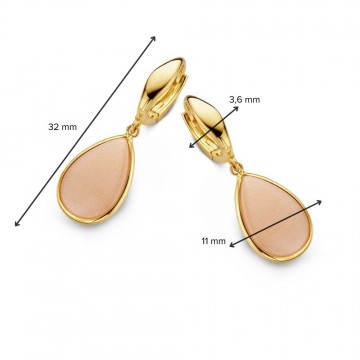 Oorringen geelgoud roze maansteen 30998 nl g