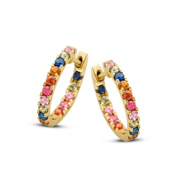 Oorringen geelgoud saffier 25530 nl g