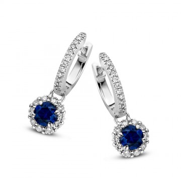 Oorringen witgoud briljant saffier 24992 nl g