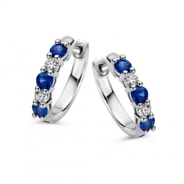 Oorringen witgoud briljant saffier 27080 nl g