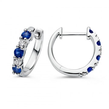 Oorringen witgoud briljant saffier 27081 nl g