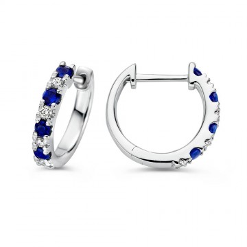 Oorringen witgoud briljant saffier 27085 nl g