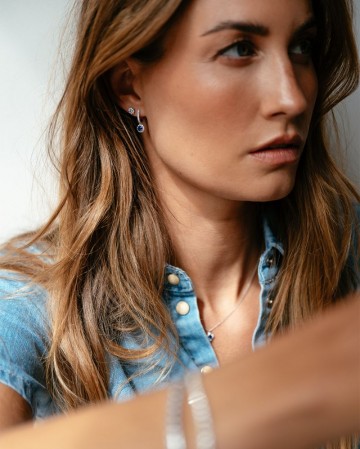 Oorringen witgoud briljant saffier 29592 nl g