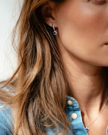 Oorringen witgoud briljant saffier 29593 nl g