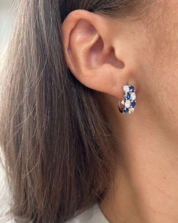 Oorringen witgoud briljant saffier 32687 nl g