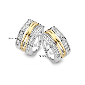 Oorringen zilver goud zirkonia 31042 nl g