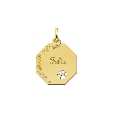 Pootje in gouden graveerplaat met naamgravure