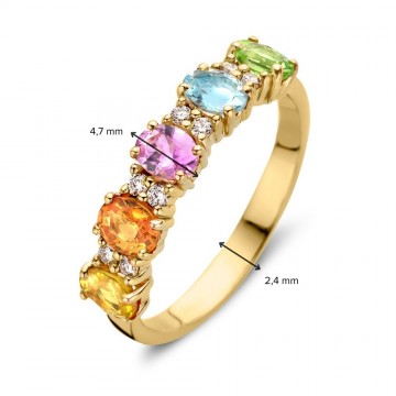 Ring 18krt geelgoud briljant multicolor 31502 nl g