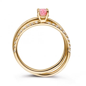 Ring 18krt geelgoud briljant saffier 31388 nl g