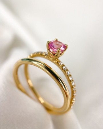 Ring 18krt geelgoud briljant saffier 32001 nl g