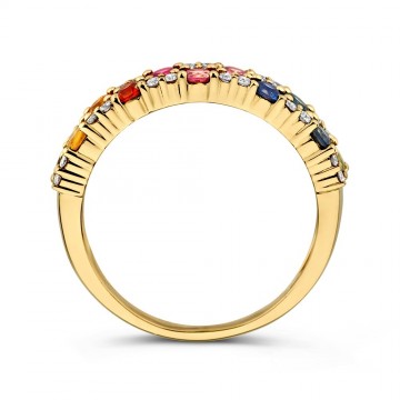 Ring geelgoud briljant 0 21 crt saffier 31817 nl g