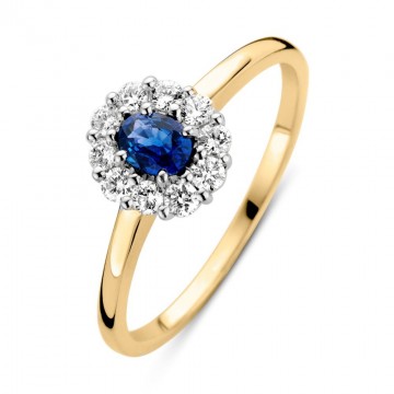 Ring geelgoud briljant saffier 22197 nl g