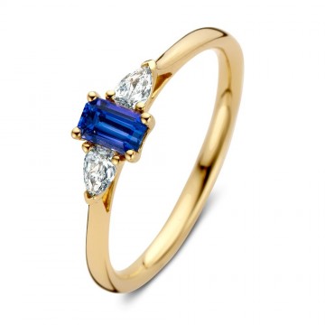 Ring geelgoud briljant saffier 24952 nl g