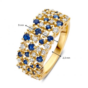 Ring geelgoud briljant saffier 32975 nl g