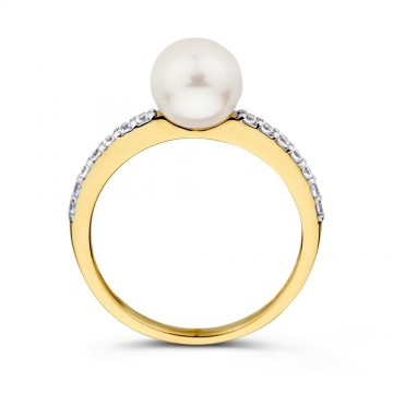 Ring geelgoud parel zirkonia 31797 nl g