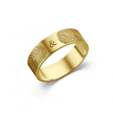 Ring met twee vingerafdrukken goud 6 mm vlak