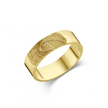 Ring met vingerafdruk goud 6 mm vlak