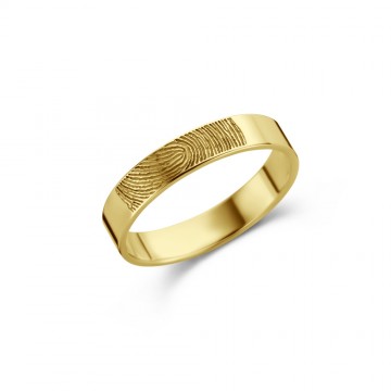 Ring met vingerafdruk van goud 4 mm vlak