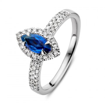 Ring witgoud briljant saffier 24033 nl g