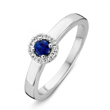 Ring witgoud briljant saffier 41803 1 g
