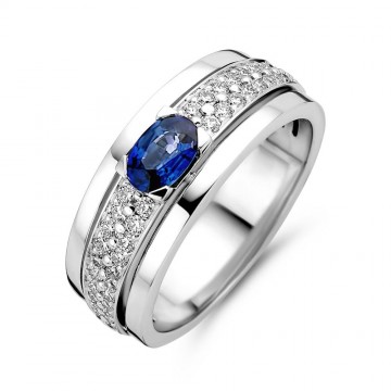 Ring witgoud briljant saffier 42747 1 g