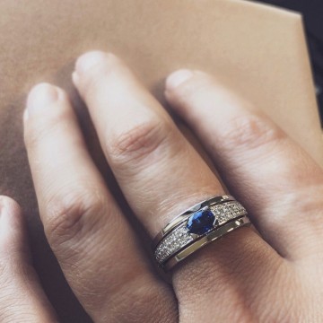 Ring witgoud briljant saffier 42747 2 g