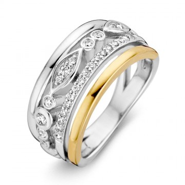 Ring zilver goud zirkonia 13393 nl g