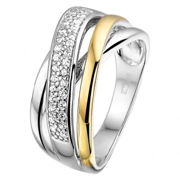 Ring zilver goud zirkonia 13642 nl g