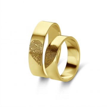 Ringenset met twee vingerafdrukken goud 6 mm vlak