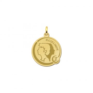 Sterrenbeeld ketting met gravure tweeling van goud