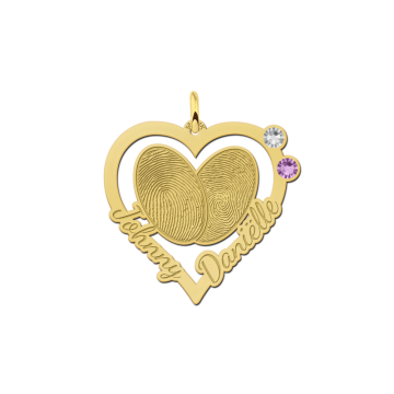 Vingerafdruk sieraad goud met geboortestenen